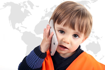 Image showing baby boy on the phone