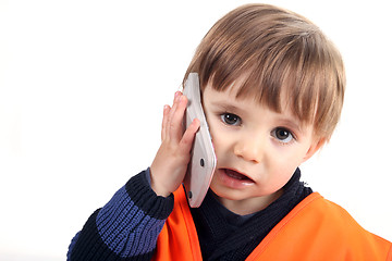 Image showing baby boy on the phone