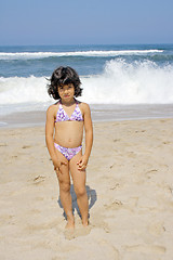 Image showing beautiful girl in bikini in the beach, summer photo