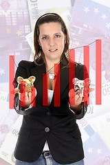 Image showing picture of lovely woman with piggy bank