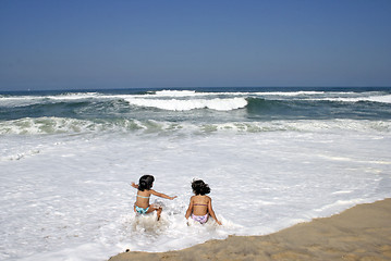 Image showing beautiful girl in bikini in the beach, summer photo