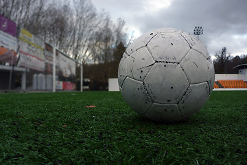 Image showing soccer ball on a soccer field, sport photo