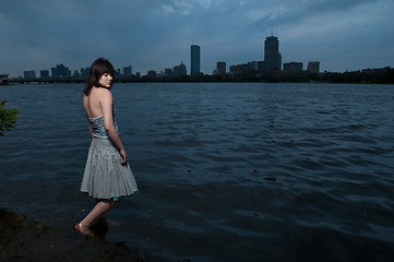 Image showing Asian girl at river