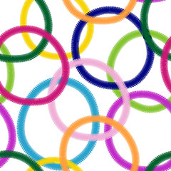 Image showing Seamless white pattern with colorful rings