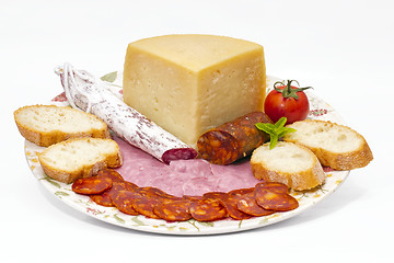 Image showing Spanish omelette with chorizo Iberico