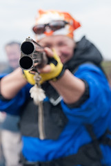 Image showing woman aiming a gun