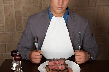 Image showing eat a beef steak