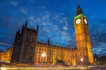 Image showing Big Ben and House of Parliament at dusk with clouds from Westmin