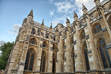 Image showing The Westminster Abbey church in London, UK - Side view