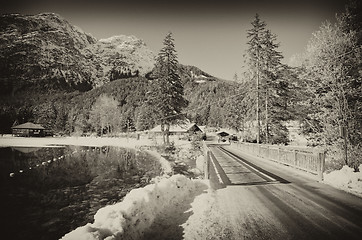 Image showing Snowy Landscape of Dolomites Mountains during Winter