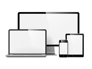Image showing Modern Electronic Devices Isolated on White.