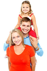 Image showing Portrait of cheerful family of three having fun