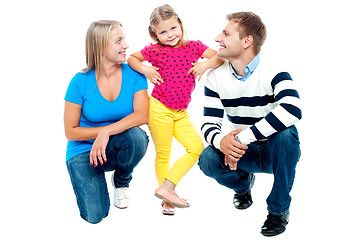 Image showing Happy family with kid together isolated on white