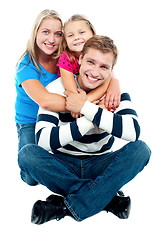 Image showing Happy young family, the adorable three