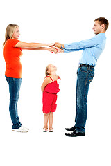 Image showing Playful family of father, mother and daughter