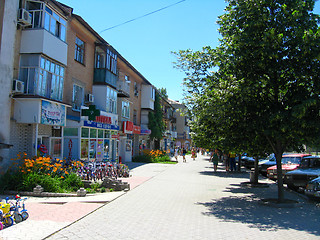 Image showing View on the street of summer town