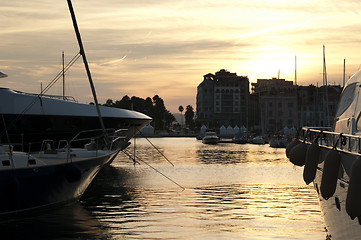 Image showing Yachts moored in Cannes