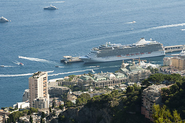 Image showing Big cruise ship docked in Monaco