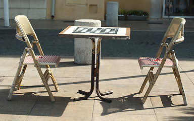 Image showing Table and chairs for chess