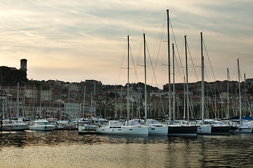 Image showing Yachts moored in Cannes