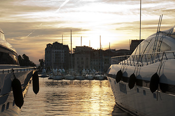 Image showing Yachts moored in Cannes