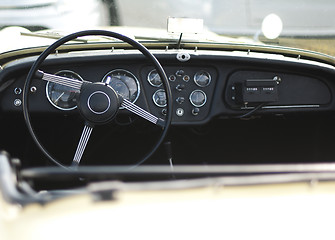 Image showing Car steering wheel and dashboard