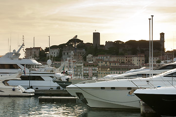 Image showing Yachts moored in Cannes