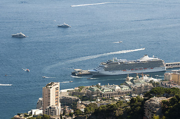 Image showing Big cruise ship docked in Monaco