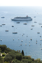 Image showing Large cruise ships and yachts 