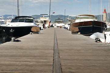 Image showing Anchored yachts in St. Tropez 