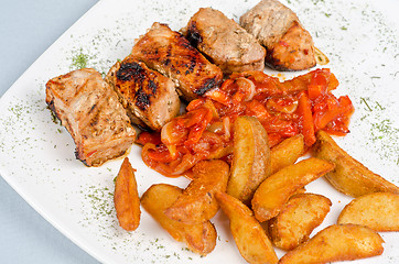 Image showing Grilled kebab pork meat