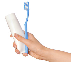 Image showing Toothpaste and toothbrush