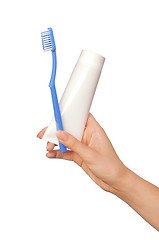 Image showing Toothpaste and toothbrush