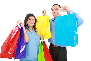 Image showing Couple at shopping ,the young woman it is very happy and laughin