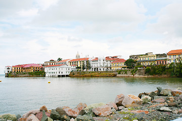 Image showing Panama city Casco viejo old colonial houses 