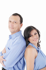 Image showing Latin couple smiling isolated on a white background