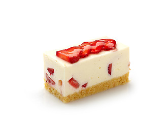 Image showing cheesecake with strawberries