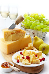 Image showing Parmesan cheese and fruits