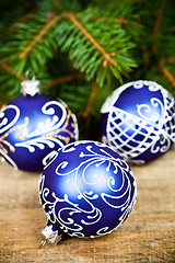 Image showing christmas decorations and fir tree