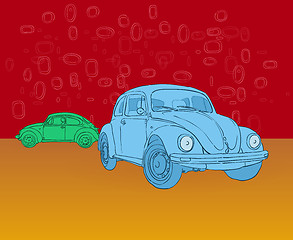 Image showing Beetle Hippies Car Illustration