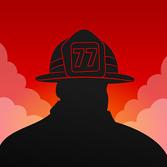 Image showing Red Fireman Silhouette