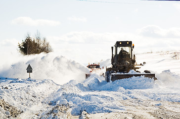 Image showing snowplow clearing road