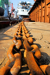 Image showing Barge and chains