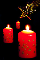 Image showing candles with star of Bethlehem