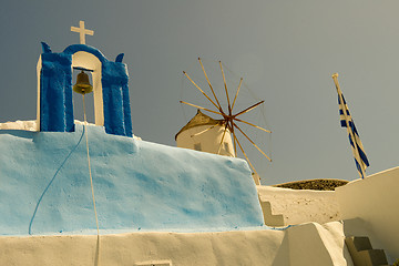 Image showing Church and windmill