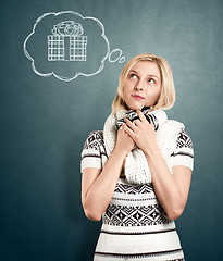 Image showing Woman Waiting For Christmas