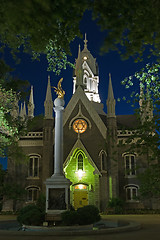 Image showing Mormon Church and Gull Monument