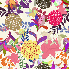 Image showing Seamless multicolor floral pattern