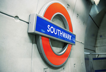 Image showing LONDON - SEP 27: Underground Southwark tube station in London on