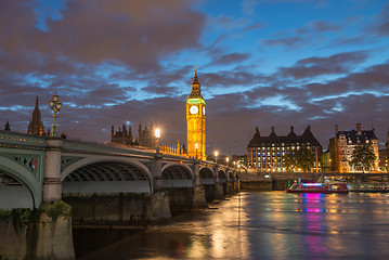 Image showing Big Ben and House of Parliament at River Thames International La